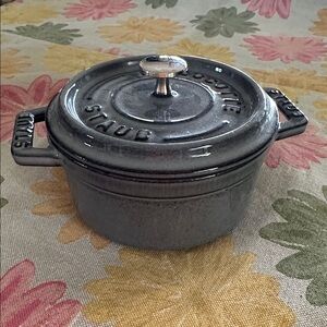 STAUB CAST IRON French Mini Cocotte Round Dutch Oven, Graphite Grey